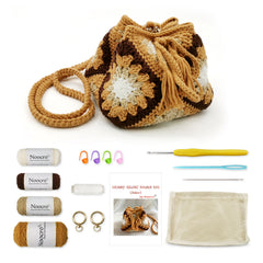 Granny square crochet kit product view 4 for Sunflower Granny Square Crochet Bag Kit, with Woolique craft details
