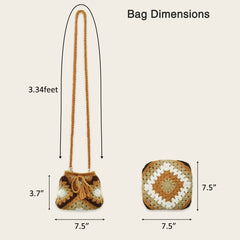 Kit Granny Square Shumai Bag, Purse, Complete DIY Kit, Detailed Instructions, Video Tutorials, for Beginners or Intermediate and Advanced Crocheters