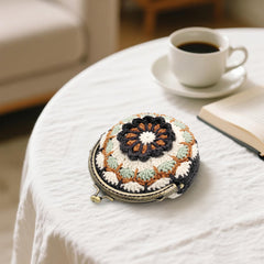 Mandala Crochet Coin Purse Kit with Metal Kiss Clasp – Boho Floral DIY Crochet Bag for Intermediate or Experienced Crocheter, Complete Kit Includes Video Tutorial and Detailed Instructions