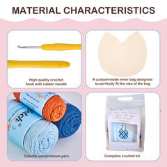 Kit for Advanced or Intermediate Beginner, Step by Step Video Tutorial and Detailed Guide Instruction DIY Craft Supplies for Adult and Kid with Complete Kit for Granny Square Tote Bag