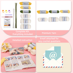 Kit for Beginners, Starter Kit Afghan Crochet, Flower, Flower Bouquet, Orchids, Step by Step Tutorial Video, Detailed Instruction Craft Supplies Holiday Gift (Vase not Include)