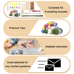 Woolique Studio Flower Bouquet Crochet Kit - Beginner Friendly DIY Forever Flowers, Video Tutorials