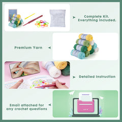 Kit for Advanced or Intermediate Beginner DIY Granny Square Pillow with Step by Step Tutorial Video and Detailed Instruction Complete Kit Craft Supplies Holiday Gift for Adults and Kids