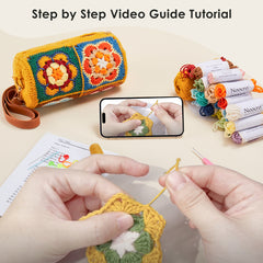 Kit for Cylindrical Bucket Bag, Purse, Complete DIY Kit with Detailed Instructions, Video Tutorials, for Beginners with Basic Crochet Knowledge or Intermediate and Advanced Crocheters