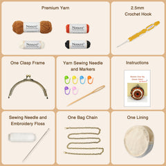 Mandala Crochet Coin Purse Kit with Metal Kiss Clasp – Boho Floral DIY Crochet Bag for Intermediate or Experienced Crocheter, Complete Kit Includes Video Tutorial and Detailed Instructions