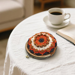 Mandala Crochet Coin Purse Kit with Metal Kiss Clasp – Boho Floral DIY Crochet Bag for Intermediate or Experienced Crocheter, Complete Kit Includes Video Tutorial and Detailed Instructions