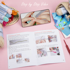 Kit for Advanced or Intermediate Beginner DIY Granny Square Bucket Bag, Purse, with Step by Step Tutorial Video and Detailed Instruction Complete Kit Craft Supplies Holiday Gift