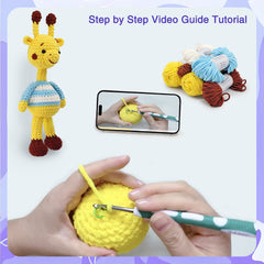 Woolique Studio Giraffe Amigurumi Crochet Kit - Beginner Friendly DIY Plushie, Video Tutorials