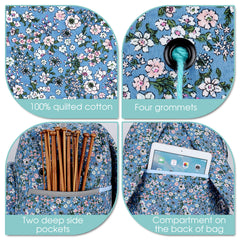 Yarn Storage Organizer Knitting Bag Backpack - Large Size with Grommets, Portable for Yarn Skeins, Crochet Hooks, Knitting Needles and Other Accessorie