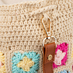 Kit for Advanced or Intermediate Beginner DIY Granny Square Bucket Bag, Purse, with Step by Step Tutorial Video and Detailed Instruction Complete Kit Craft Supplies Holiday Gift
