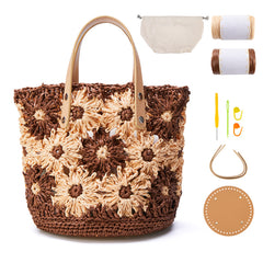 Kit for Intermediate or Advanced Level, Floral Raffia Bucket Bag, Purse, Step by Step Video Tutorial, Detailed Instruction Complete Kit Craft Supplies Holiday Gift