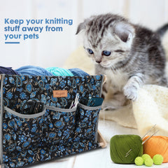 Woolique Studio Large Yarn Caddy Organizer - Craft Storage Box for Yarn & Tools