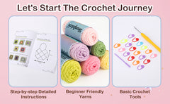 Kit for Advanced or Intermediate Beginner, Step by Step Video Tutorial and Detailed Guide Instruction DIY Craft Supplies for Adult and Kid with Complete Kit for Granny Square Tote Bag
